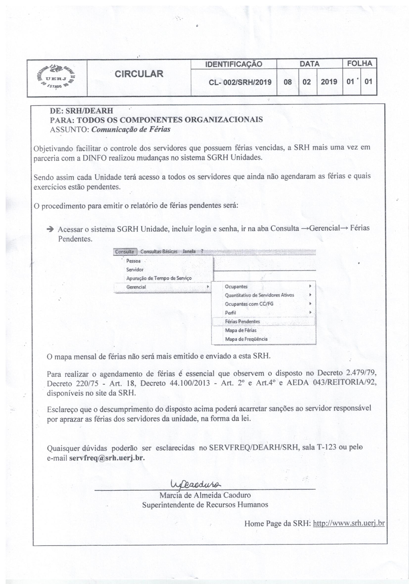 Circular Comunicação de Férias